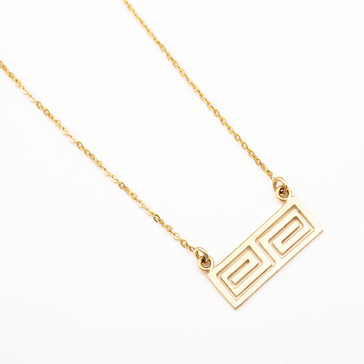 K14 gold necklace with a meander motif.