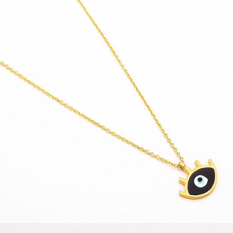 Silver gold-plated necklace with an evil eye with eyelashes.