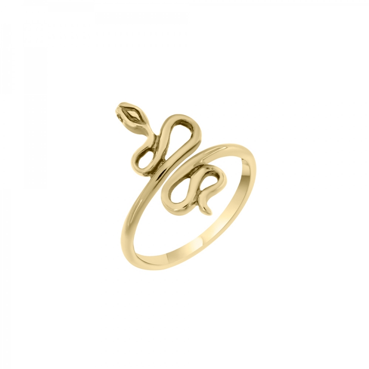 Χρυσό δαχτυλίδι Κ14 με το σύμβολο του φιδιού.