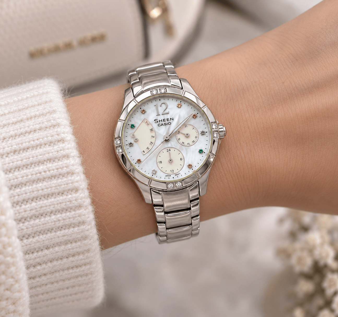 Casio Sheen Ρολόι, Με Μπρασελέ SHN-3016DP-7ADR. — φωτογραφία 3