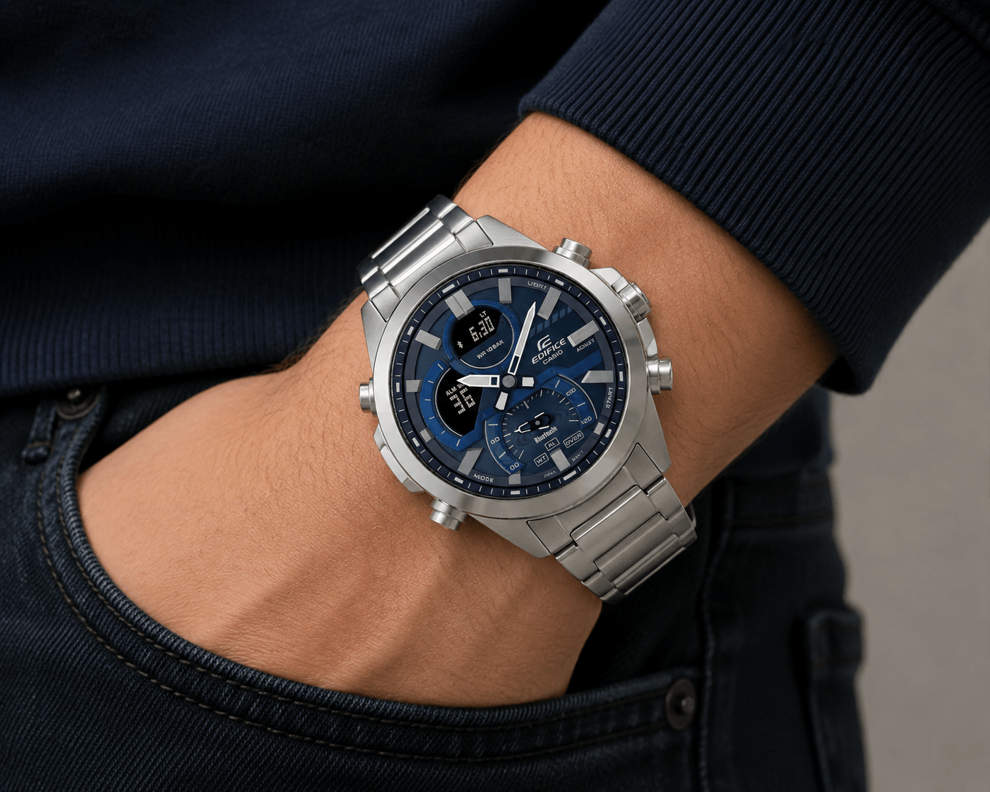Casio Ρολόι Ecb-30D-2AEF χρονογράφος με μαύρη πλάκα. — φωτογραφία 2
