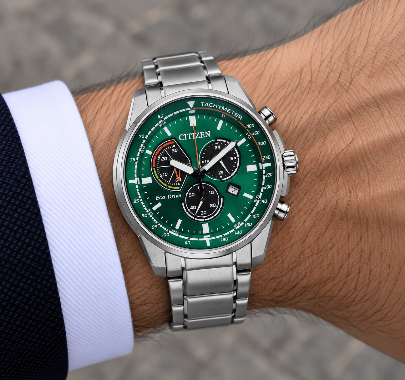 Citizen ρολόι χρονογράφος AT1190-87X με πράσινη πλάκα. — φωτογραφία 2