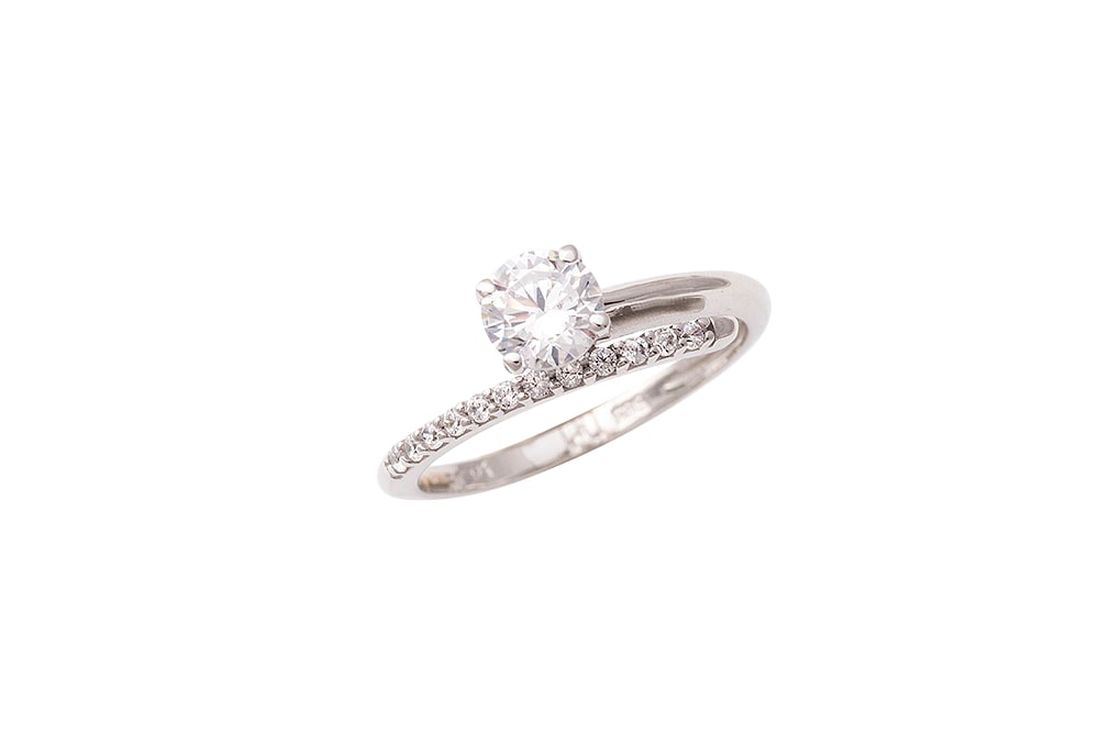 Μονόπετρο δαχτυλίδι, λευκόχρυσο Κ14. — φωτογραφία 2