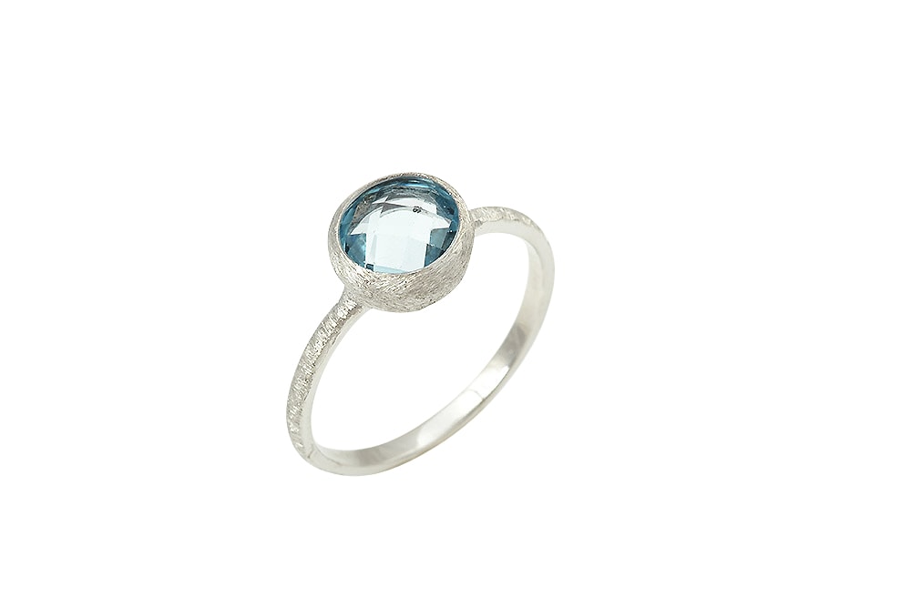 Δαχτυλίδι Λευκόχρυσο Κ14 Με Πέτρα Blue Topaz. — φωτογραφία 2