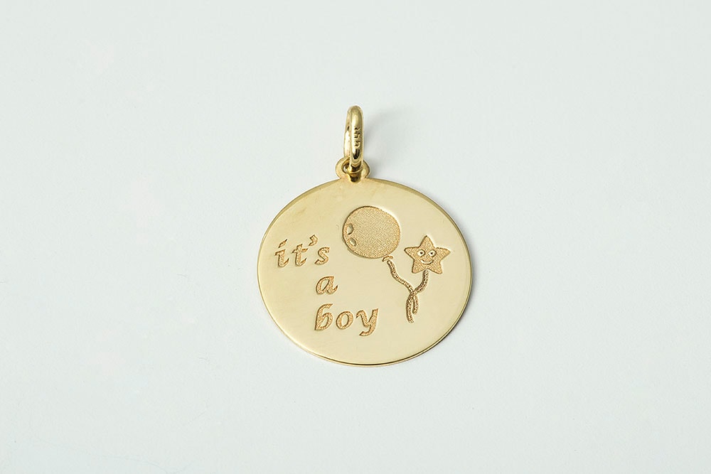 Κρεμαστό, Χρυσό Κ14, IT S A BOY. — φωτογραφία 3
