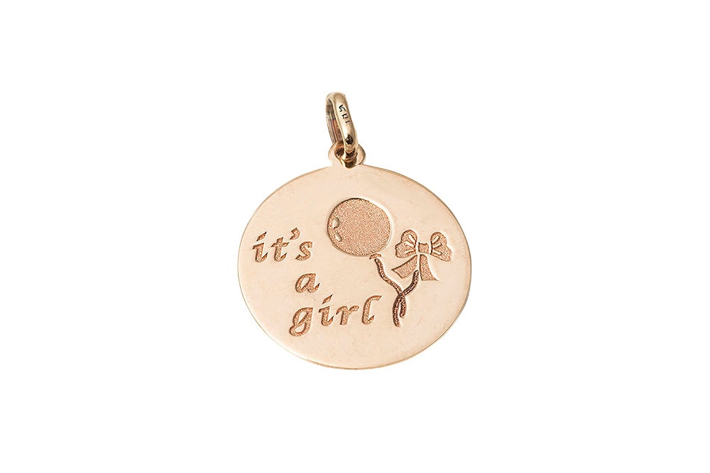 Κρεμαστό, Σε Ροζ Χρυσό Κ14, IT S A GIRL. — φωτογραφία 2