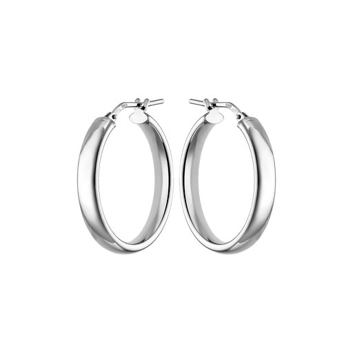Ασημένια σκουλαρίκια μεσαίοι κρίκοι Vogue 73071203 με λουστρέ επιφάνεια. — φωτογραφία 1
