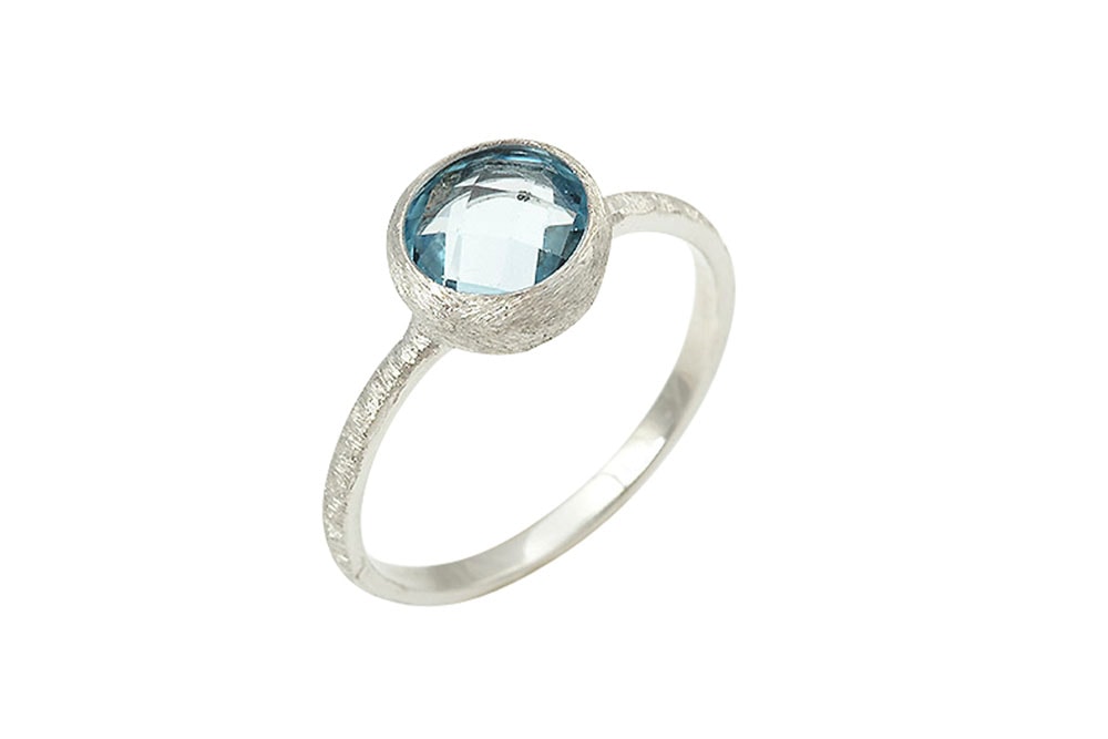 Δαχτυλίδι Λευκόχρυσο Κ14 Με Πέτρα Blue Topaz. — φωτογραφία 1