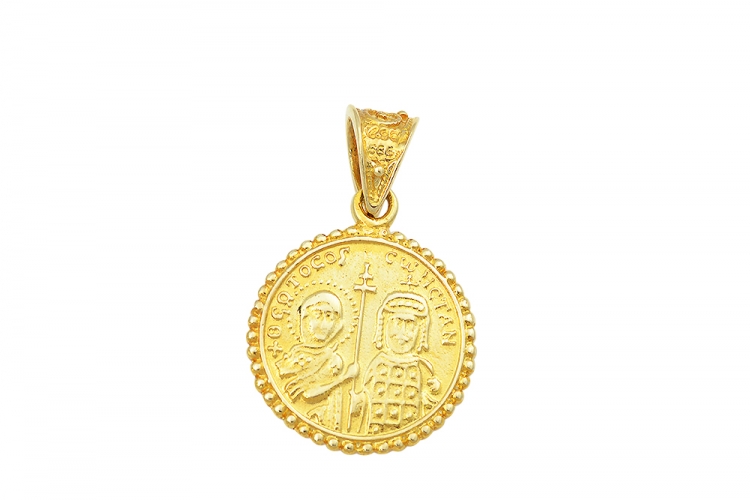 Εντυπωσιακό Κωνσταντινάτο χρυσό Κ14 με μία τυρκουάζ πέτρα.