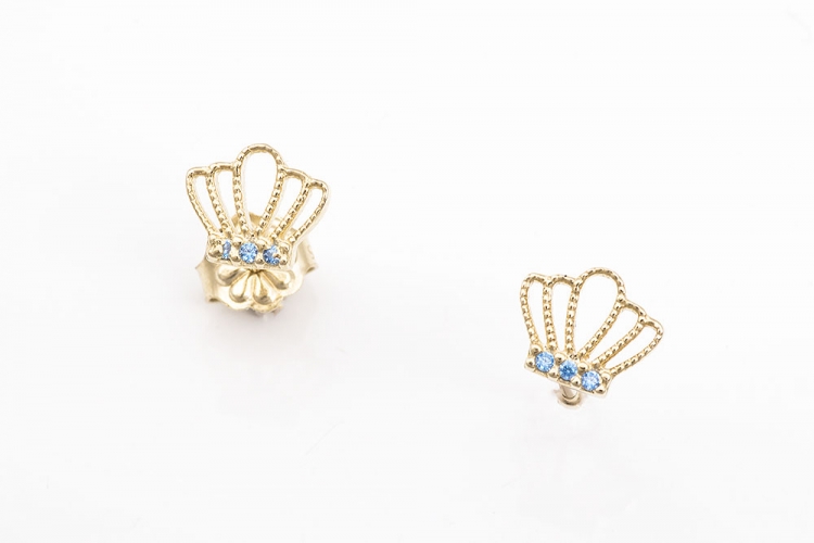 Χρυσά σκουλαρίκια Κ14 κορώνες με γαλάζιες πέτρες.