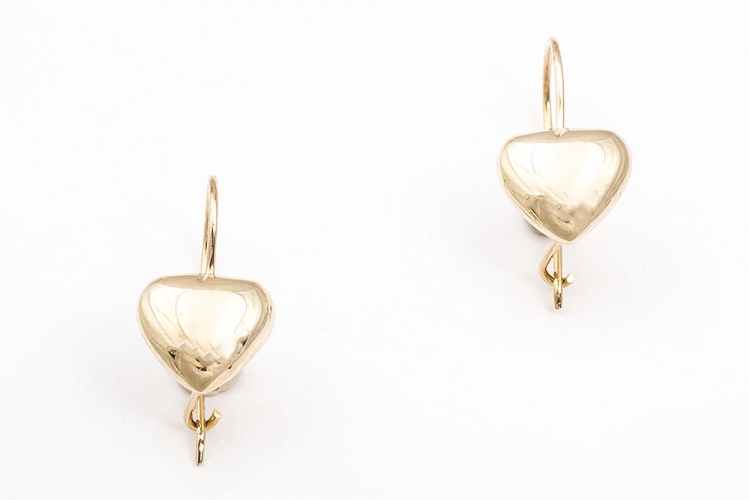 Χρυσά σκουλαρίκια Κ14 με καρδούλες.