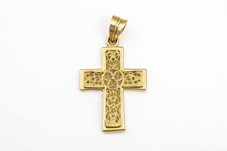 Απλός βυζαντινός σταυρός χρυσός Κ18.