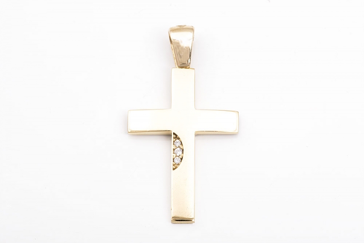 Χρυσός σταυρός Κ14 με γυαλιστερή επιφάνεια.
