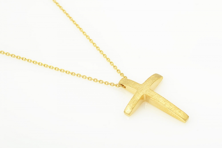 Απλός χρυσός σταυρός και αλυσίδα Κ18.